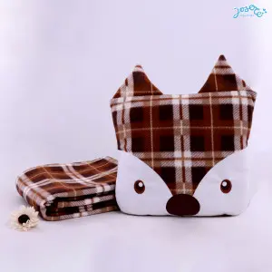 Jumbo plaid fox cushion blanket