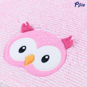 Little Owl Embroidering Stripe Plush Baby Blanket
