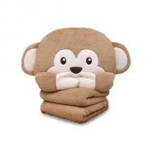 Mouth-closed monkey cushion blanket