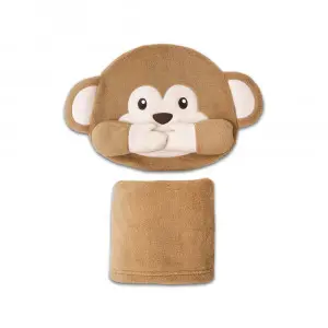 Mouth-closed monkey cushion blanket