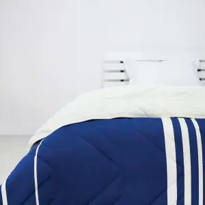 Navy Polyester Comforter, Stripe Pattern