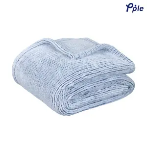 Navy Stripe Frosted Plush Throw