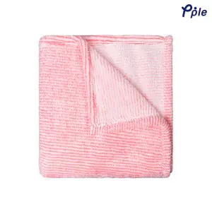 Peach Stripe Frosted Plush Blanket