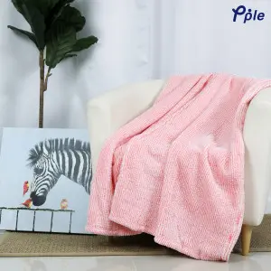 Peach Stripe Frosted Plush Throw