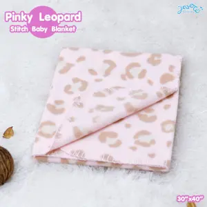 Pinky leopard printed baby blanket