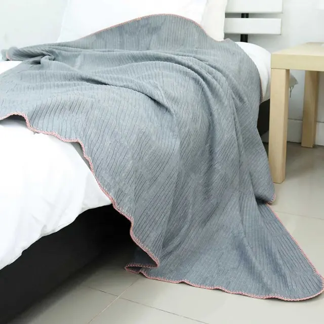 Pleat Fleece Throw Blanket, Grey