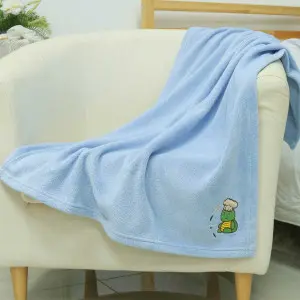 Polyester Baby Blanket with Turtle Applique, Blue