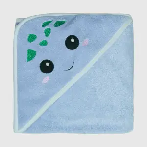 Polyester Baby Blanket with Turtle Face Fold Up Hood, Blue