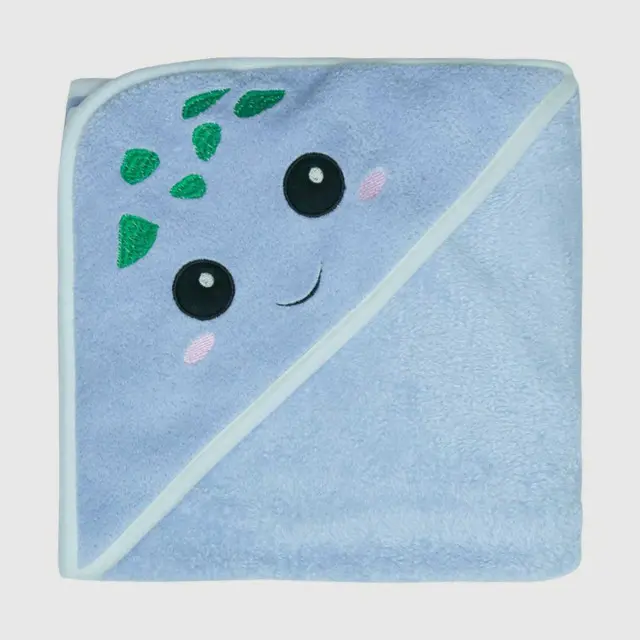 Polyester Baby Blanket with Turtle Face Fold Up Hood, Blue