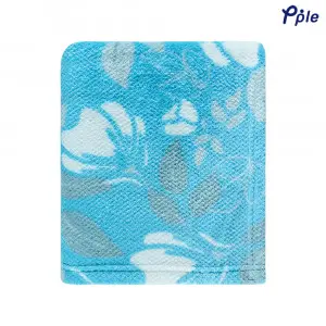 Printed Coral Popcorn Pattern Jacquard Blanket, Blue Floral