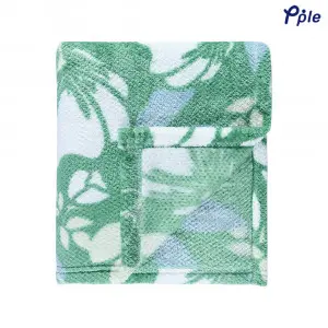 Printed Coral Popcorn Pattern Jacquard Blanket, Green Floral