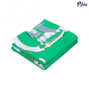Printed Fleece Blanket, Green Happy Cat