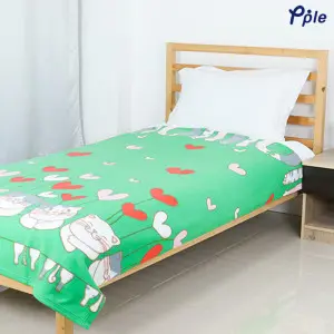 Printed Fleece Blanket, Green Happy Cat