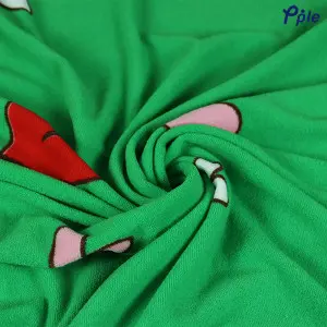 Printed Fleece Blanket, Green Happy Cat