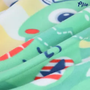 Printed Fleece Blanket, White Happy Dinosaur