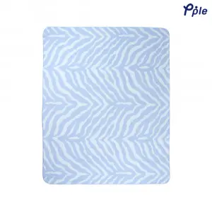 Printed Fleece Throw, Blue Zebra Pattern