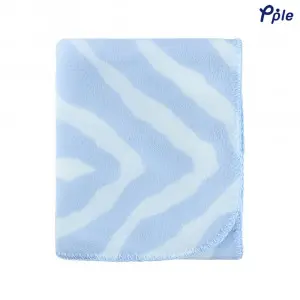 Printed Fleece Throw, Blue Zebra Pattern