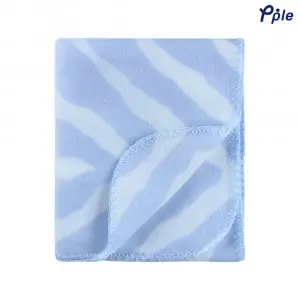 Printed Fleece Throw, Blue Zebra Pattern