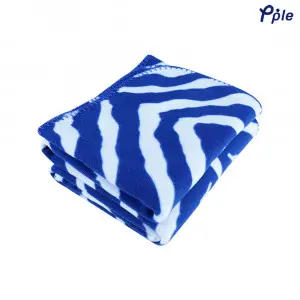 Printed Fleece Throw, Navy Zebra Pattern