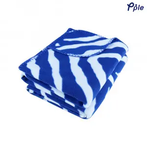 Printed Fleece Throw, Navy Zebra Pattern