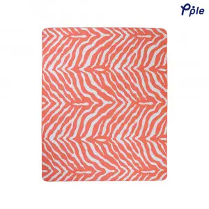 Printed Fleece Throw, Orange Zebra Pattern
