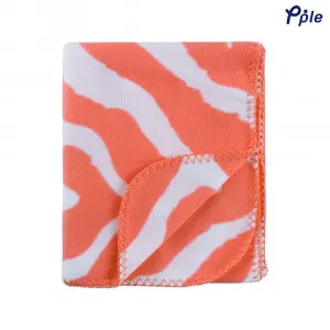 Printed Fleece Throw, Orange Zebra Pattern