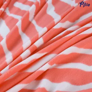 Printed Fleece Throw, Orange Zebra Pattern