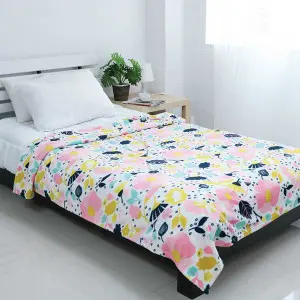 Printed Plush Blanket, Flower Pattern