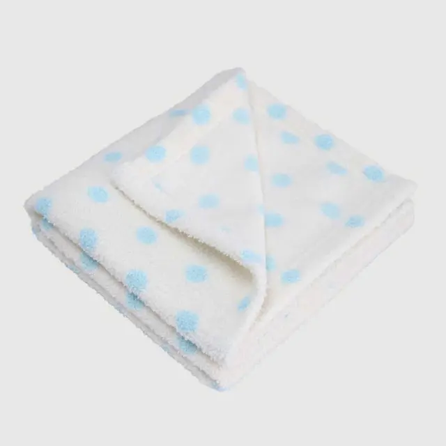 Printed Polyester Blanket, Blue Polka Dots Pattern