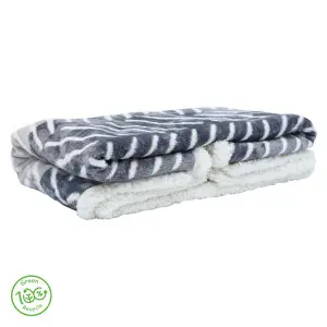 Printed Recycled Forsted Fluffy Blanket, Reversible to Sherpa