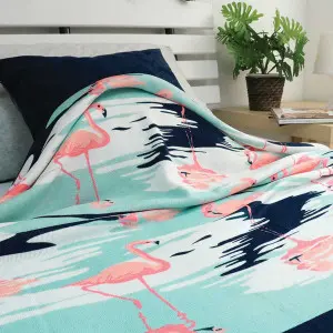 Printed Sweater Blanket, Flamingo Pattern