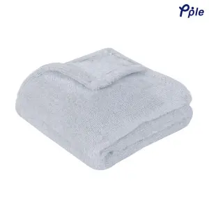 Silver Grey Frosted Plush Throw