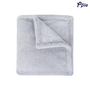 Silver Grey Frosted Plush Throw
