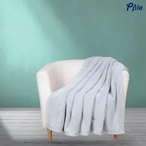 Silver Grey Frosted Plush Throw