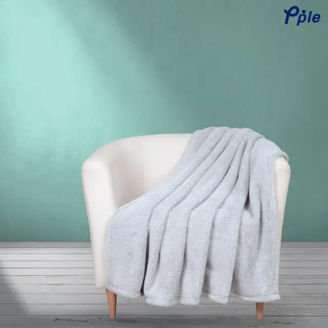 Silver Grey Frosted Plush Throw