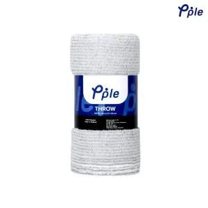 Silver Grey Stripe Frosted Plush Throw