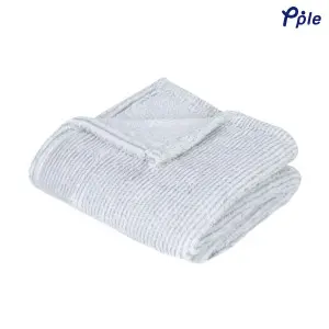Silver Grey Stripe Frosted Plush Throw