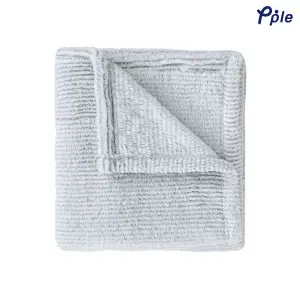Silver Grey Stripe Frosted Plush Throw