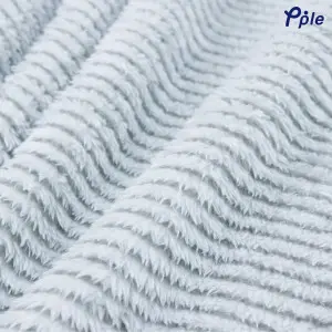 Silver Grey Stripe Frosted Plush Throw