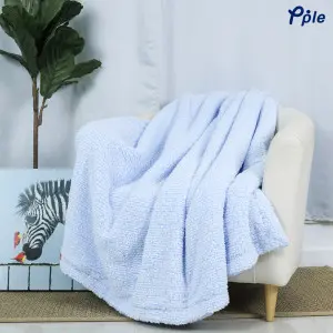 Sky Blue Candy Stripe Sherpa Throw