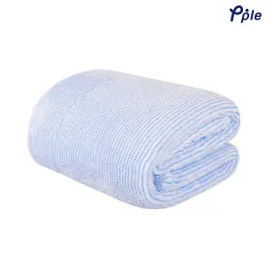 Sky Blue Stripe Frosted Plush Blanket