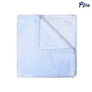 Sky Blue Stripe Frosted Plush Blanket