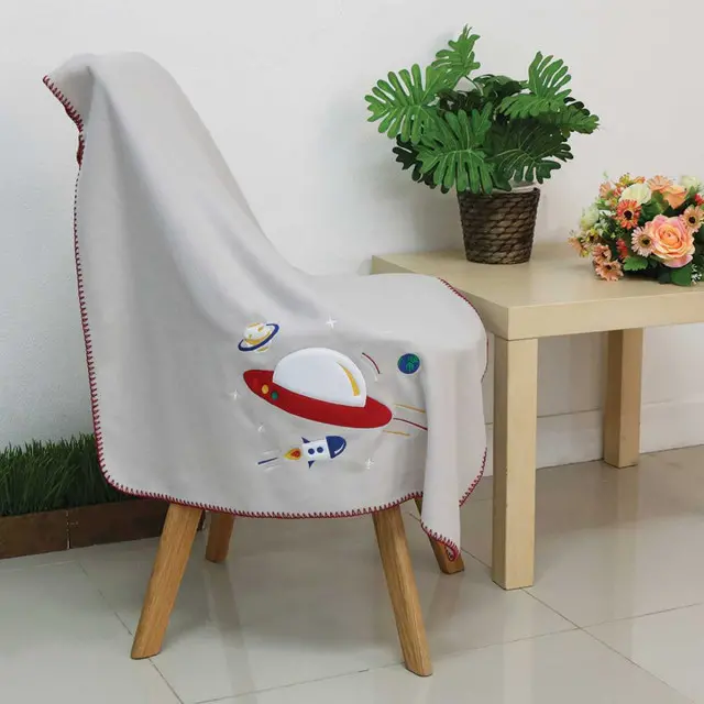 Space Travel Embroidered Fleece Baby Blanket