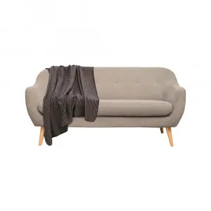 Striped Fleece Blanket (Beige-Navy)