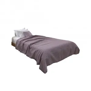 Striped Fleece Throw Blanket (Beige-Purple)