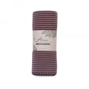 Striped Fleece Throw Blanket (Beige-Purple)