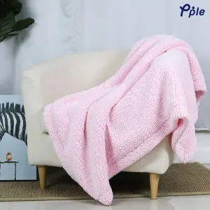 Sweet Pink Candy Stripe Sherpa Throw