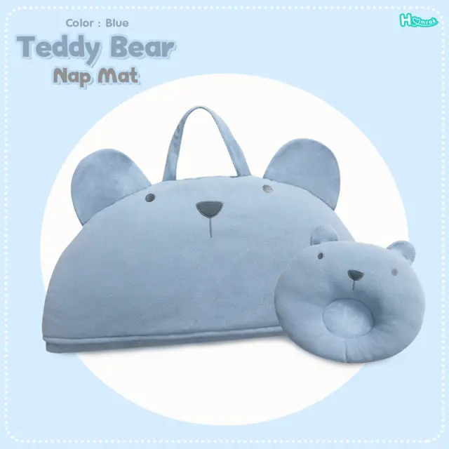 Teddy Bear Nap Mat Set - Blue