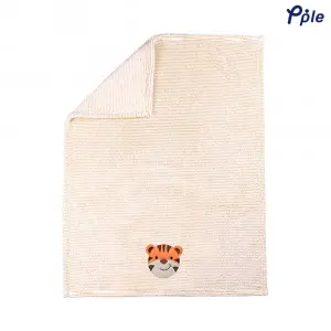 Tender Tiger Embroidering Stripe Plush Baby Blanket
