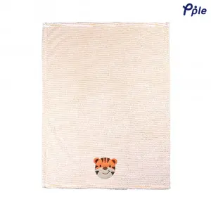 Tender Tiger Embroidering Stripe Plush Baby Blanket